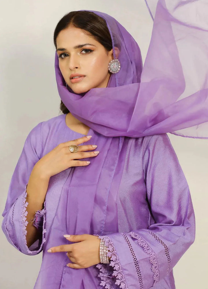 Dilara By Grandeur Pret Embroidered Raw Silk 3 Piece Suit Mauve