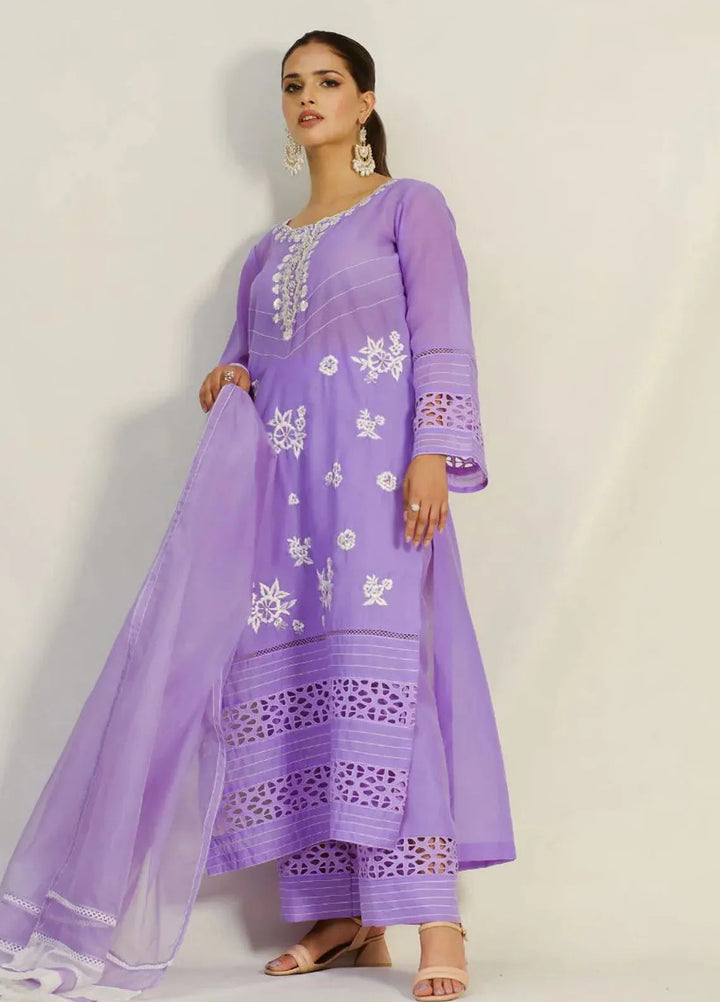 Dilara By Grandeur Pret Printed Chiffon 3 Piece Suit Levendor Lace