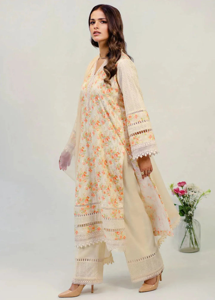Dilara By Grandeur Pret Printed Lawn Kurti Peachy Floral