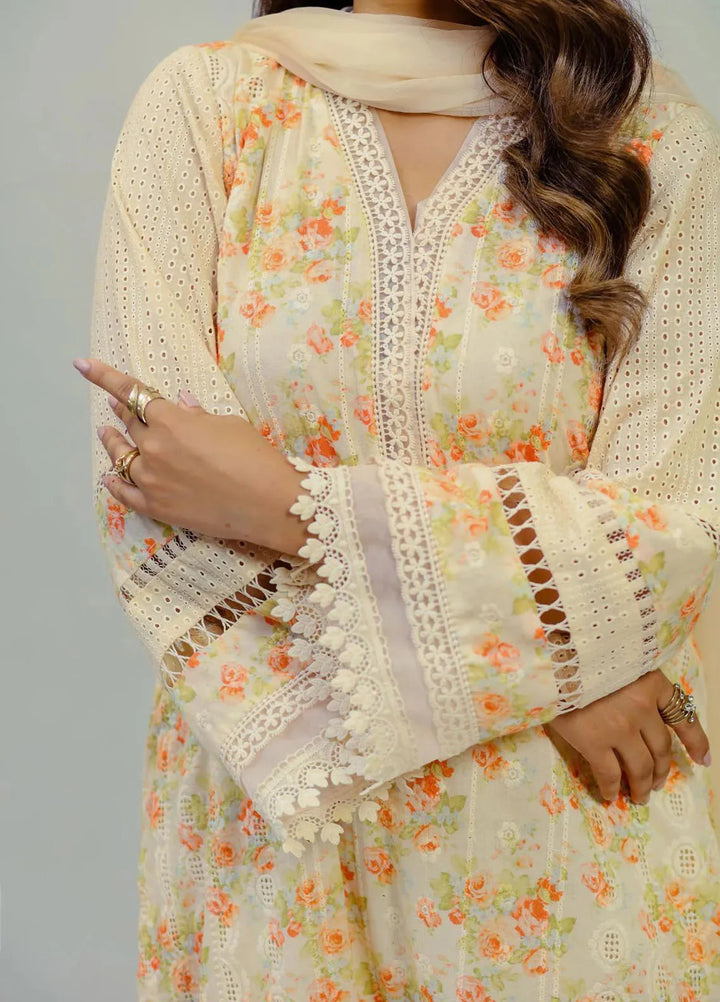 Dilara By Grandeur Pret Printed Lawn Kurti Peachy Floral