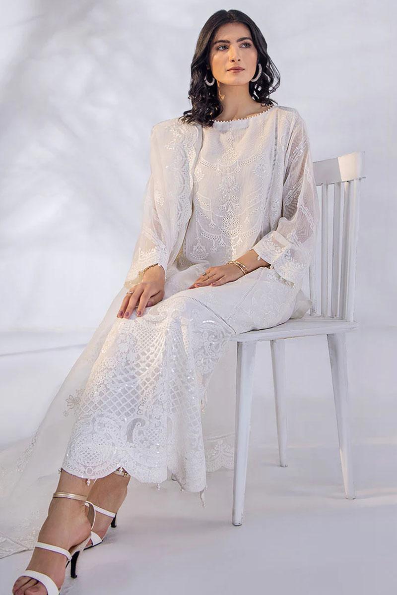Malook By Shazia Ovais Pret Embroidered Khaadi Net 4 Piece Suit MLK23D Ada
