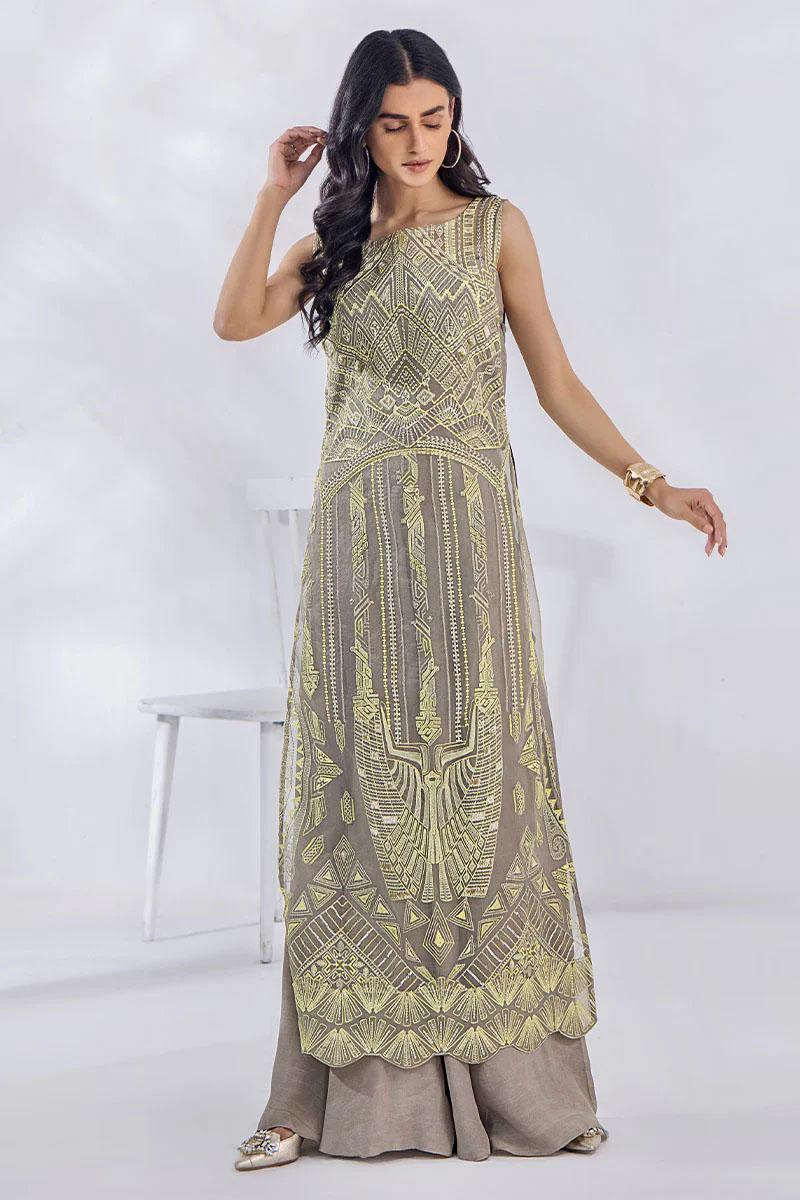 Malook By Shazia Ovais Pret Embroidered Organza 4 Piece Suit MLK23D Eliza