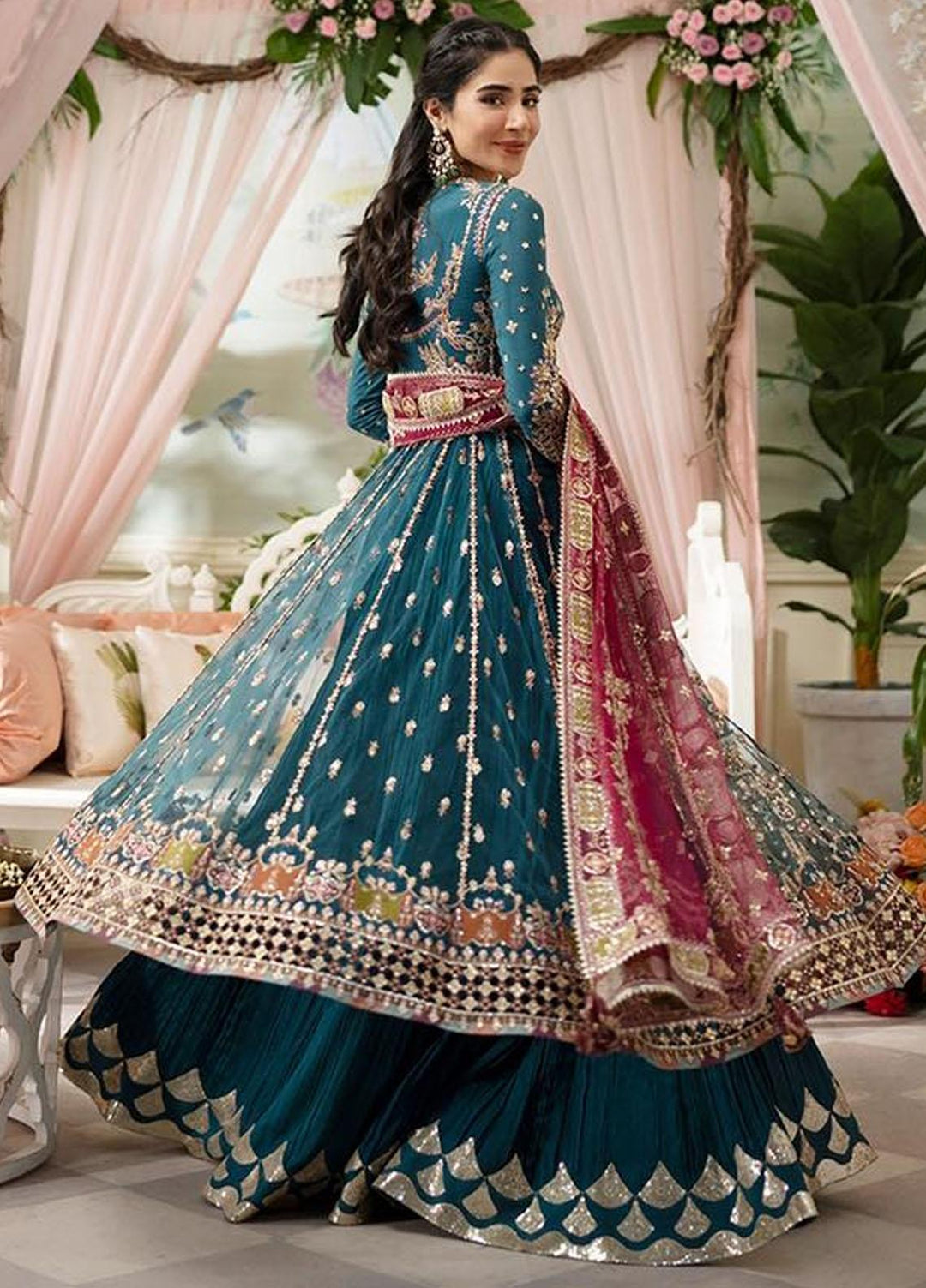 Dilnaaz By Qalamkar Embroidered Raw Silk Suits Unstitched 4 Piece QLM23DZ DN-2 Sabrina - Wedding Collection