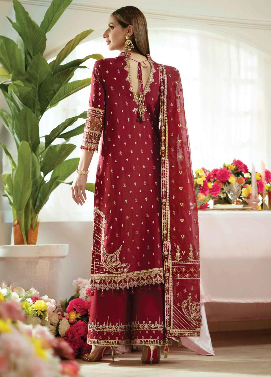 Dilnaaz By Qalamkar Embroidered Raw Silk Suits Unstitched 3 Piece QLM23DZ DN-3 Zaina - Wedding Collection