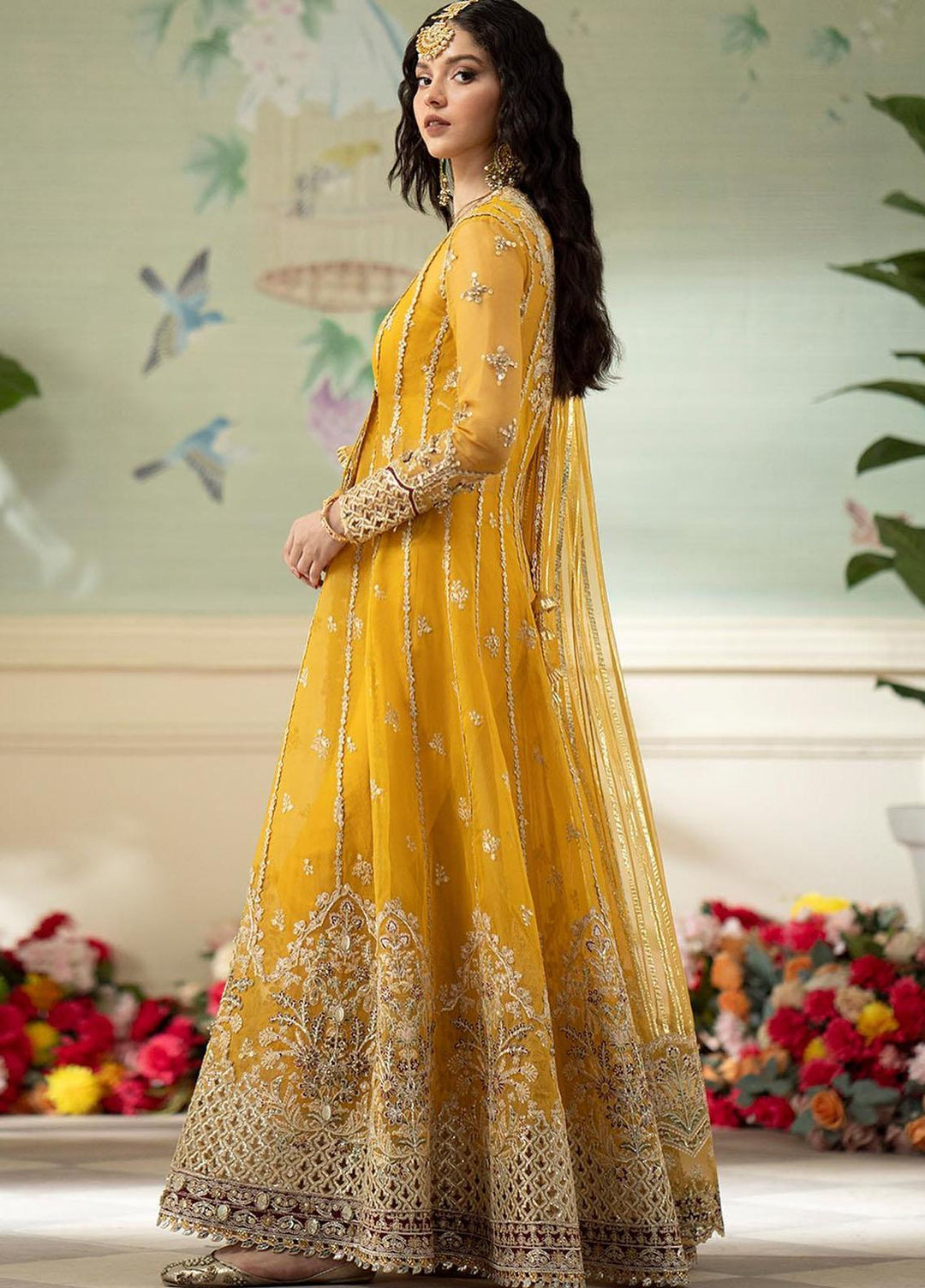 Dilnaaz By Qalamkar Embroidered Organza Suits Unstitched 4 Piece QLM23DZ DN-4 Kanza - Wedding Collection