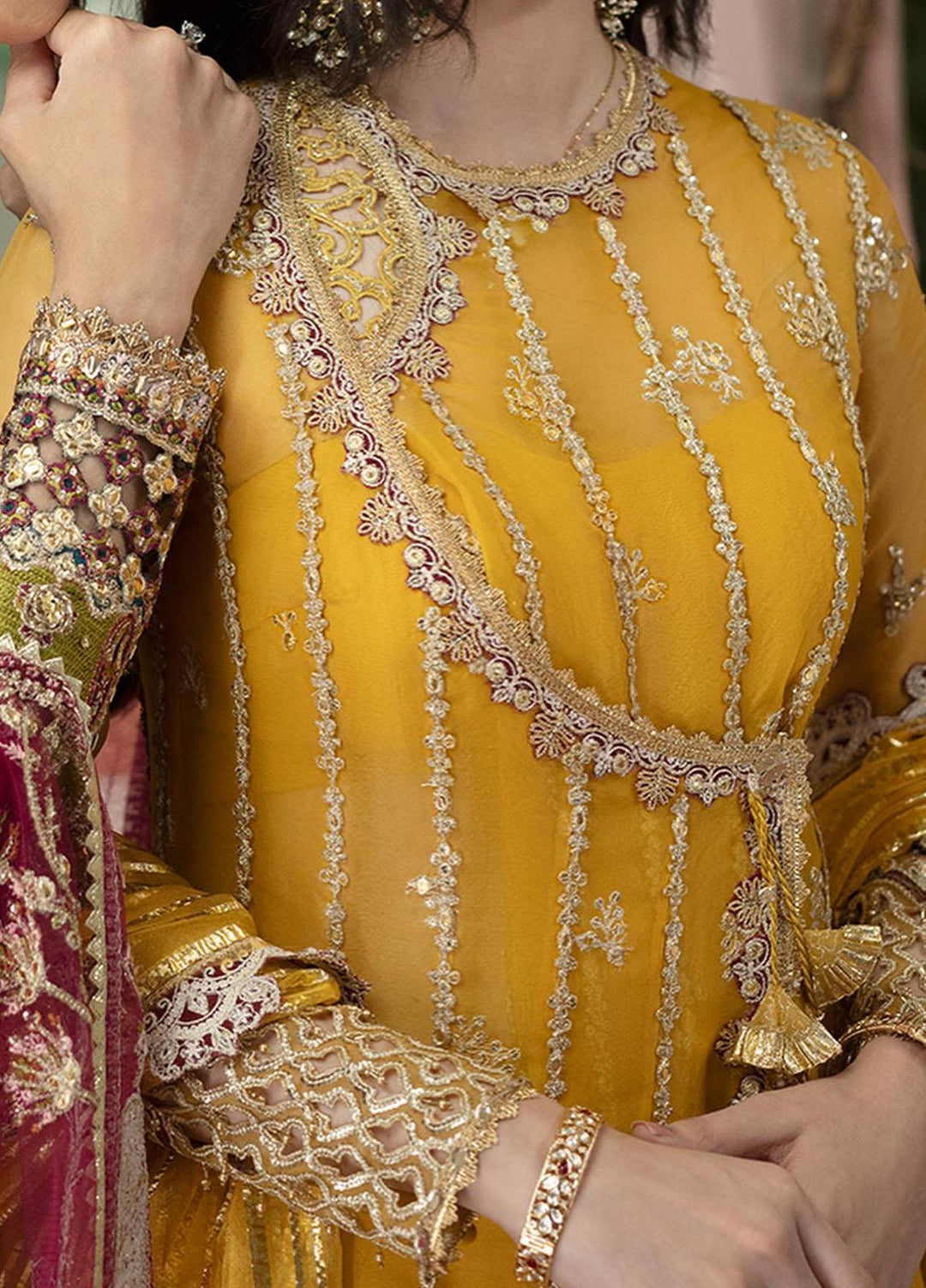 Dilnaaz By Qalamkar Embroidered Organza Suits Unstitched 4 Piece QLM23DZ DN-4 Kanza - Wedding Collection