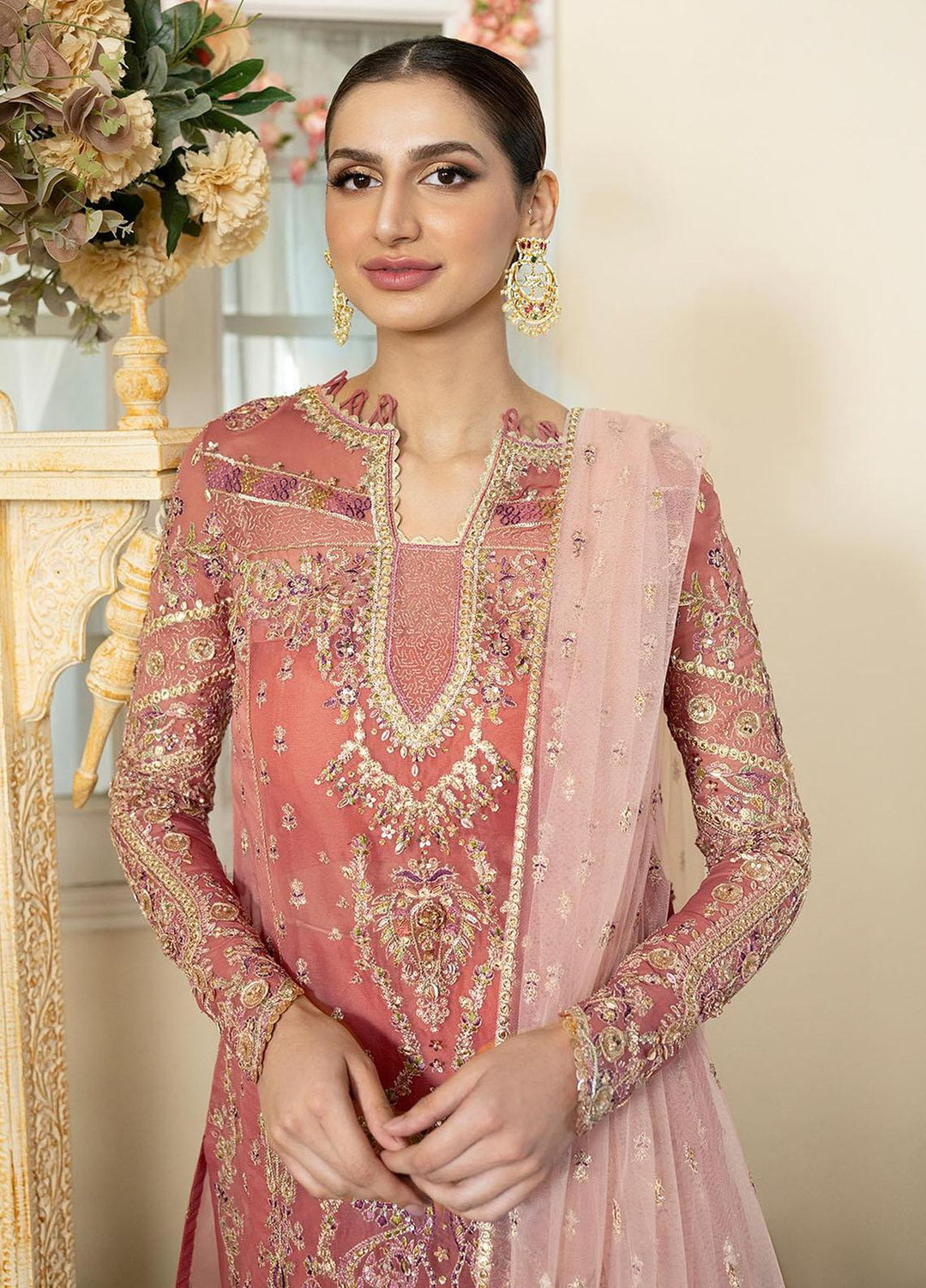 Dilnaaz By Qalamkar Embroidered Organza Suits Unstitched 4 Piece QLM23DZ DN-5 Samara - Wedding Collection