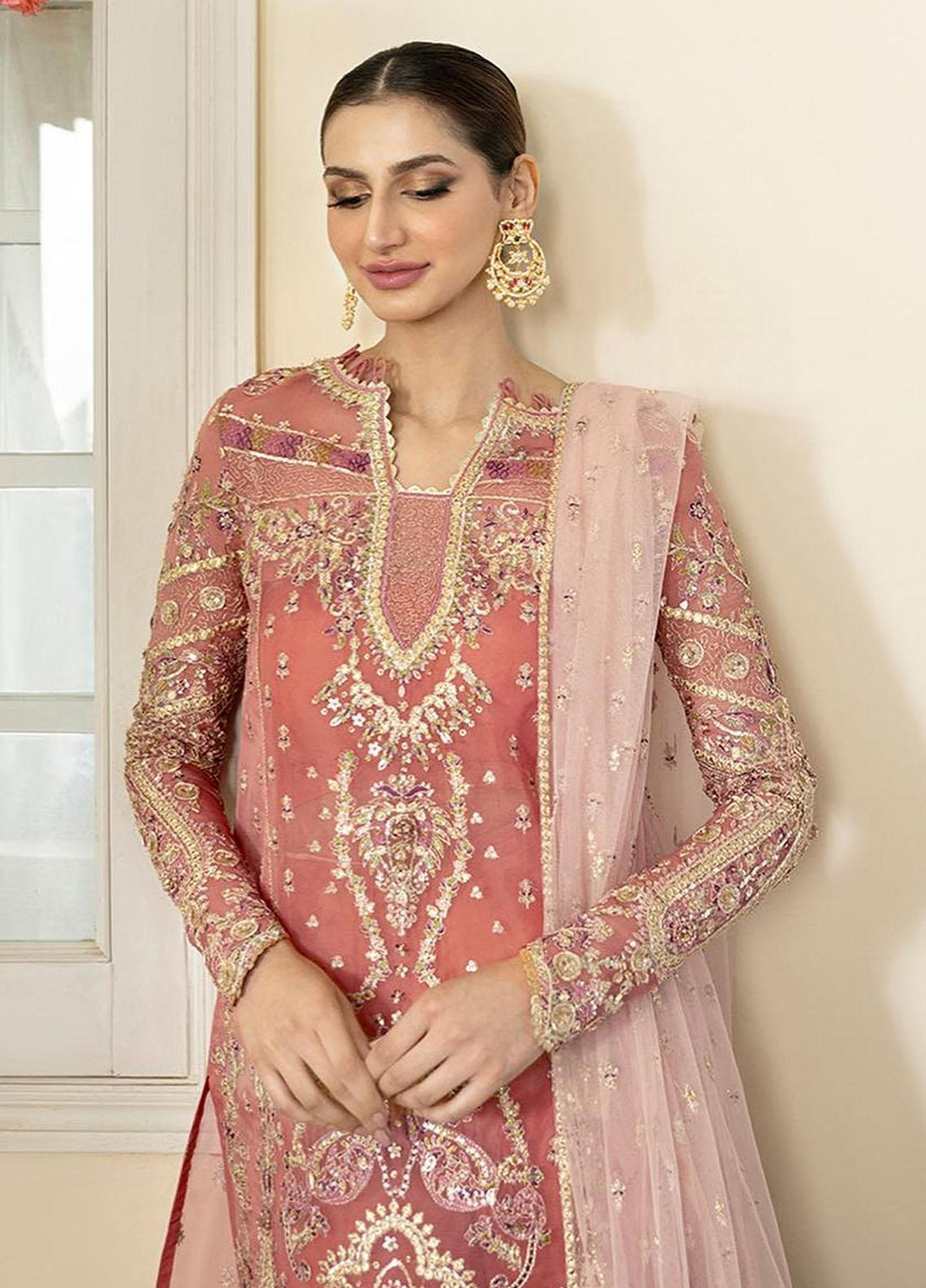 Dilnaaz By Qalamkar Embroidered Organza Suits Unstitched 4 Piece QLM23DZ DN-5 Samara - Wedding Collection