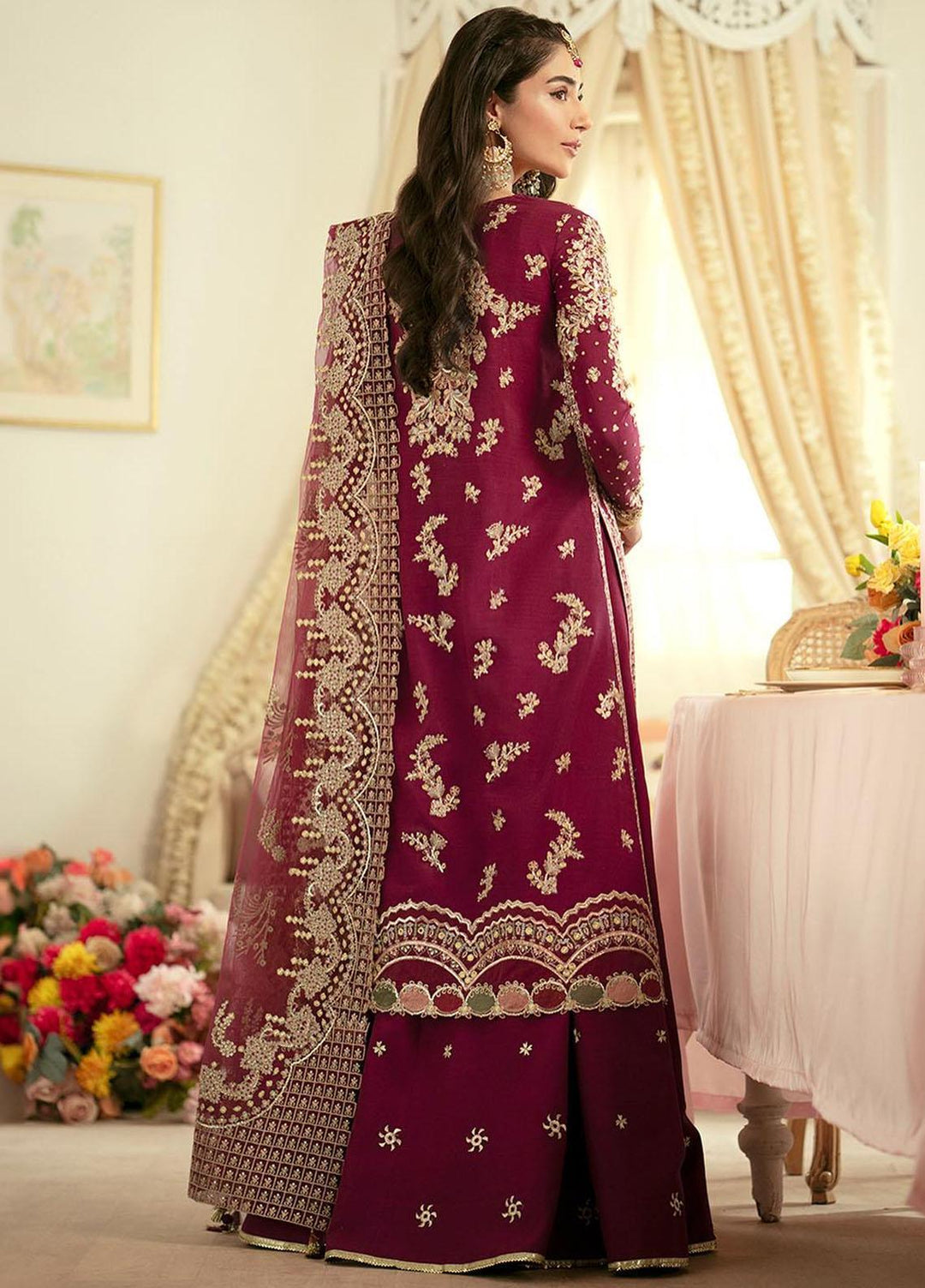 Dilnaaz By Qalamkar Embroidered Raw Silk Suits Unstitched 3 Piece QLM23DZ DN-7 Aleena - Wedding Collection
