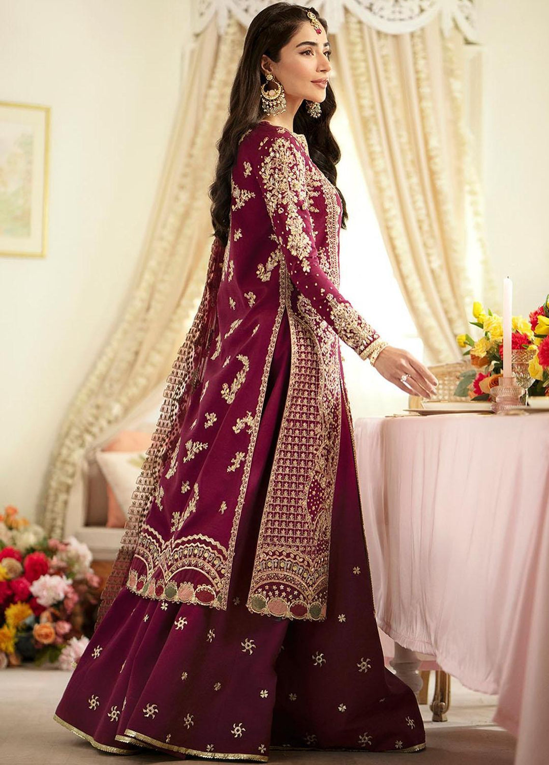 Dilnaaz By Qalamkar Embroidered Raw Silk Suits Unstitched 3 Piece QLM23DZ DN-7 Aleena - Wedding Collection