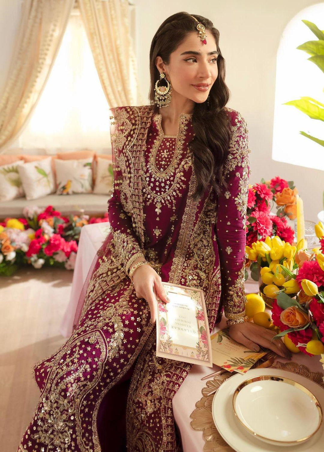 Dilnaaz By Qalamkar Embroidered Raw Silk Suits Unstitched 3 Piece QLM23DZ DN-7 Aleena - Wedding Collection