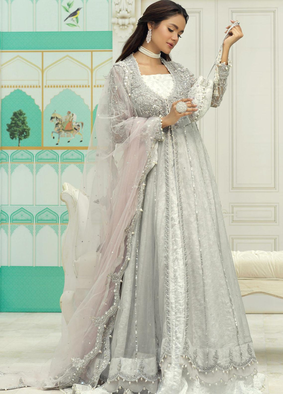 Zaaviay Luxury Pret Embroidered Net 3 Piece Dress FARA