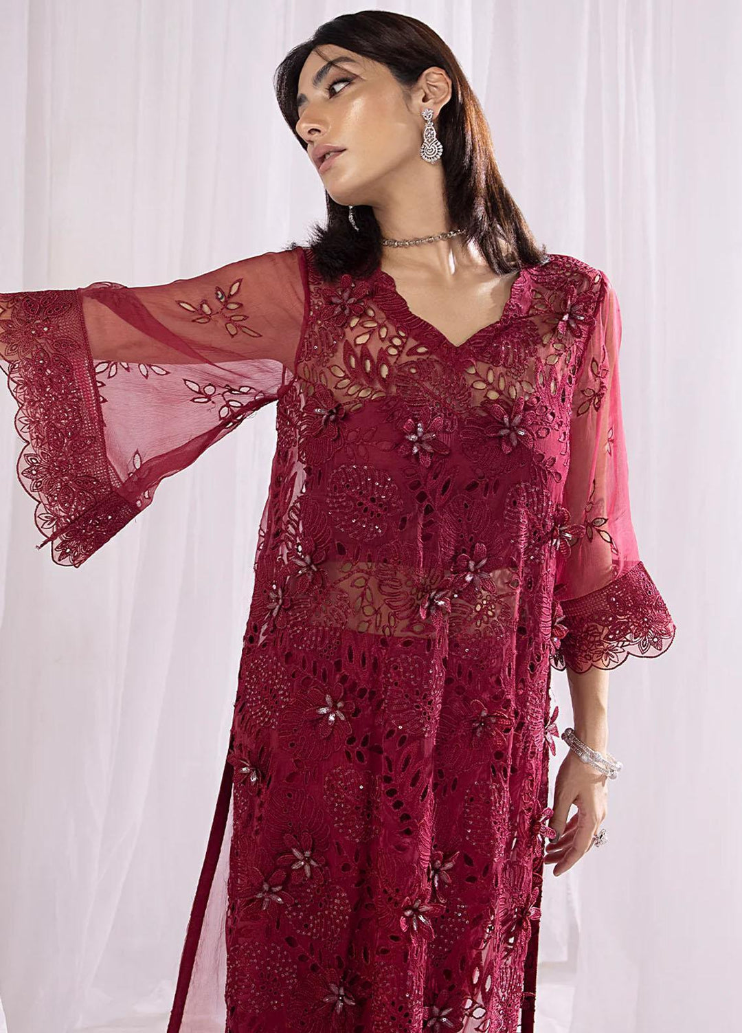 Diva By Izel Embroidered Chiffon Suits Unstitched 4 Piece IZL23DV Rossa - Luxury Collection