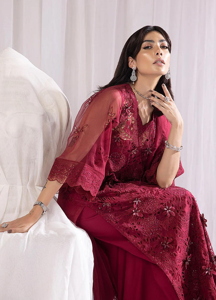 Diva By Izel Embroidered Chiffon Suits Unstitched 4 Piece IZL23DV Rossa - Luxury Collection