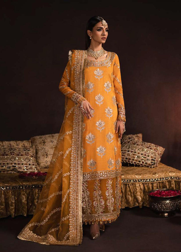 Divani By Afrozeh Embroidered Raw Silk Suits Unstitched 3 Piece AF22D 006 Amaltas - Luxury Collection
