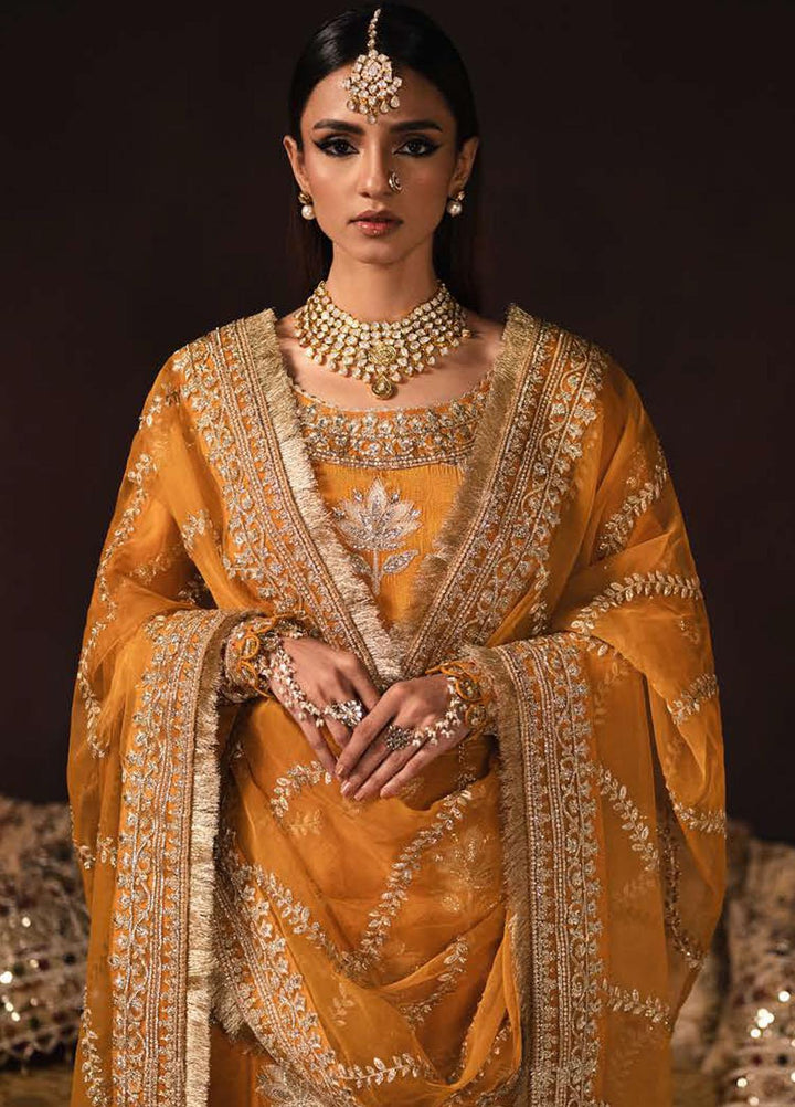 Divani By Afrozeh Embroidered Raw Silk Suits Unstitched 3 Piece AF22D 006 Amaltas - Luxury Collection