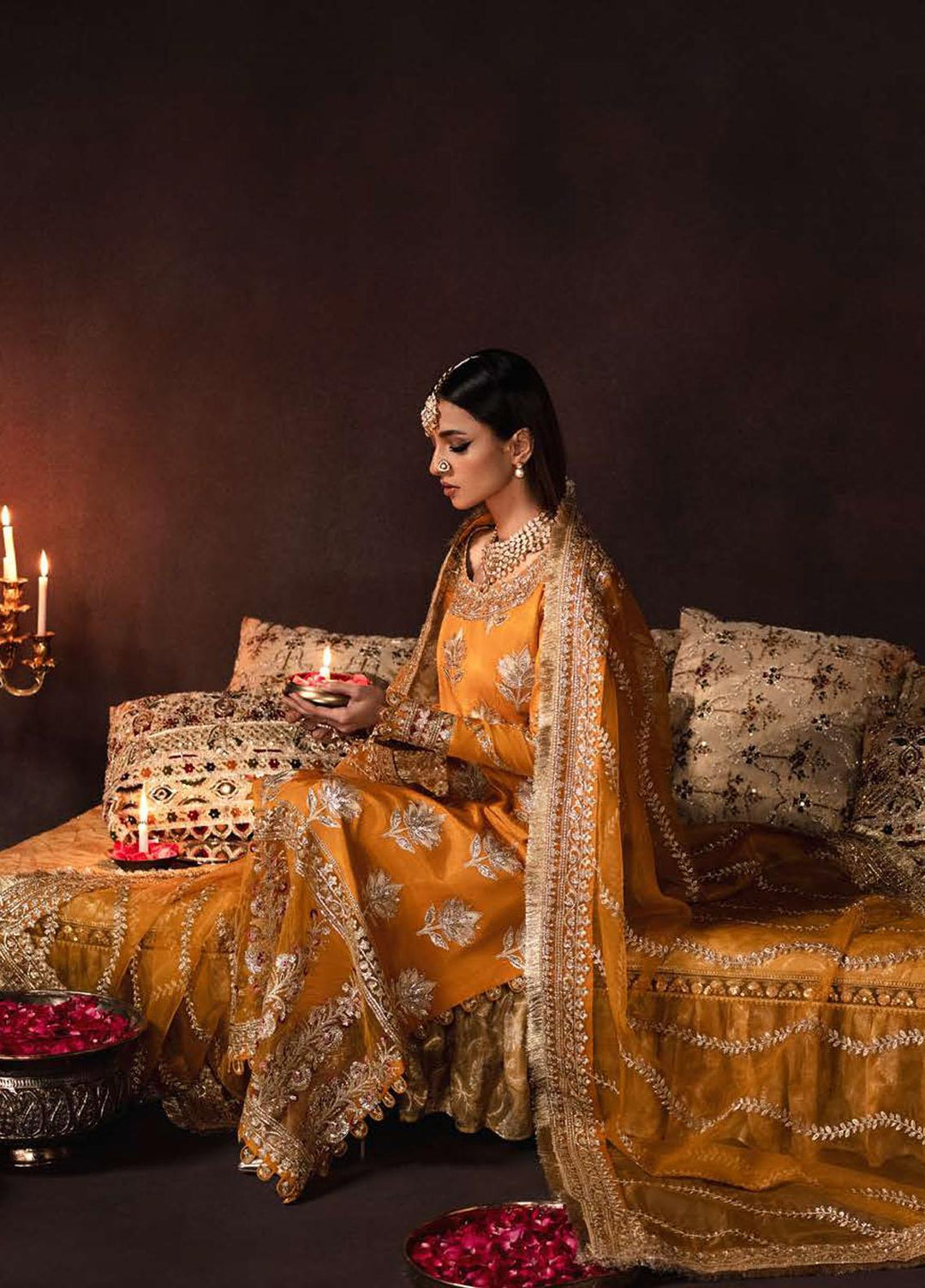 Divani By Afrozeh Embroidered Raw Silk Suits Unstitched 3 Piece AF22D 006 Amaltas - Luxury Collection