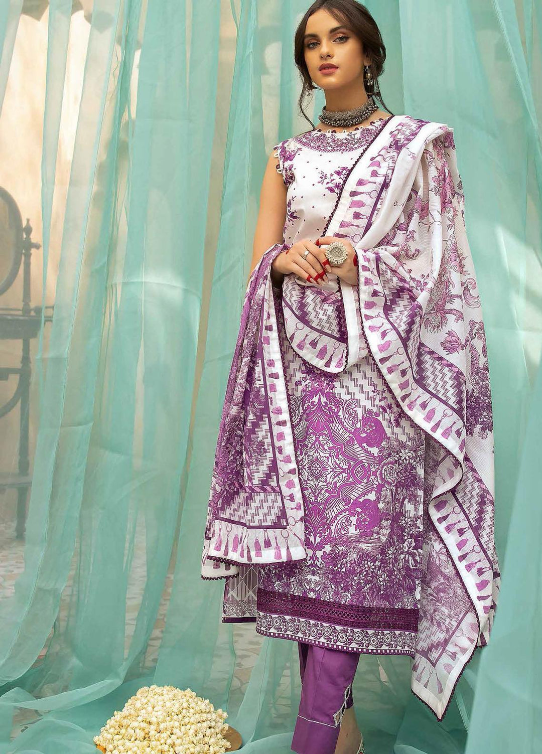 Gul Ahmed Printed  Suits Unstitched 3 Piece GA22CM DN-22091 - Festive Collection