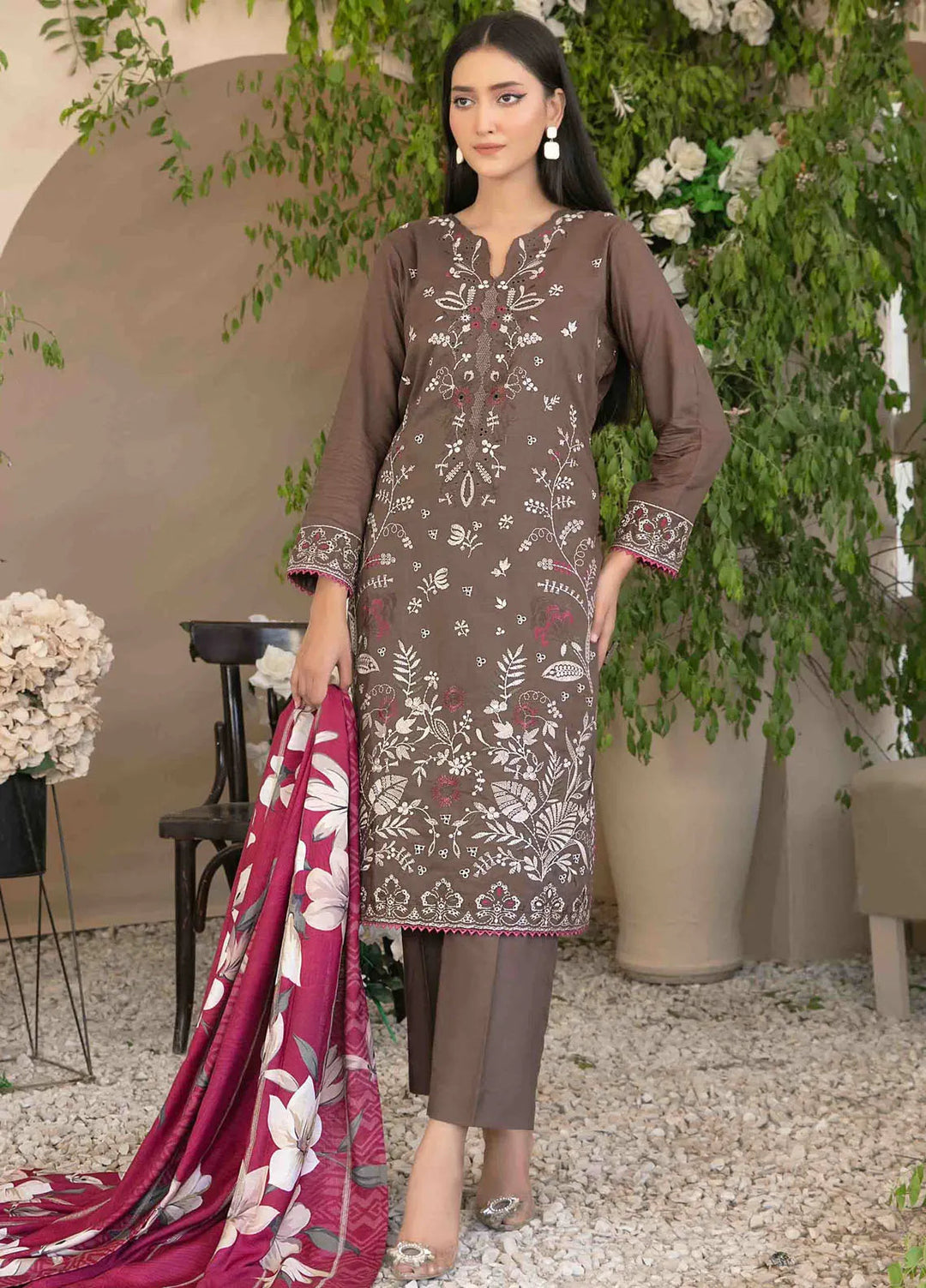 Dorsa by Tawakkal Fabrics Embroidered Slub Suit Unstitched 3 Piece TWF24D D-3717 - Winter Collection