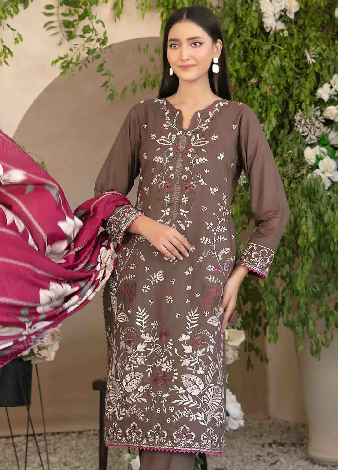 Dorsa by Tawakkal Fabrics Embroidered Slub Suit Unstitched 3 Piece TWF24D D-3717 - Winter Collection