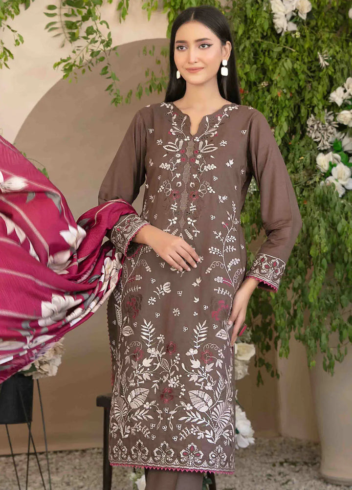 Dorsa by Tawakkal Fabrics Embroidered Slub Suit Unstitched 3 Piece TWF24D D-3717 - Winter Collection