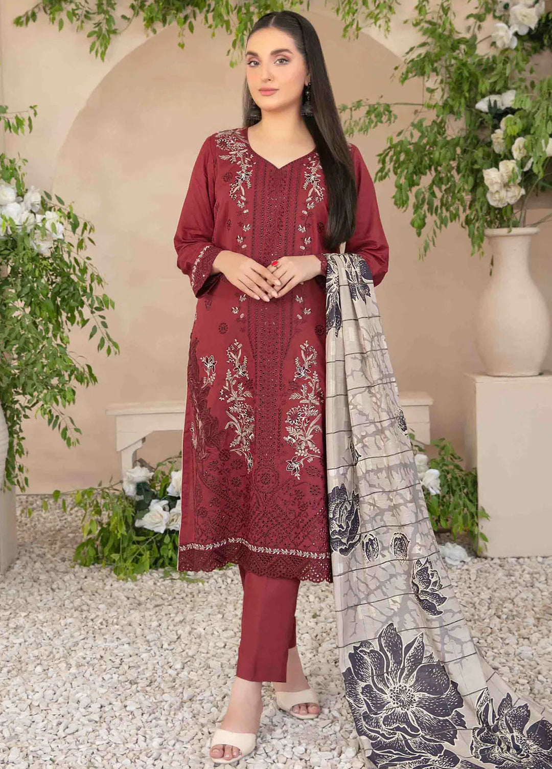 Dorsa by Tawakkal Fabrics Embroidered Slub Suit Unstitched 3 Piece TWF24D D-3718 - Winter Collection