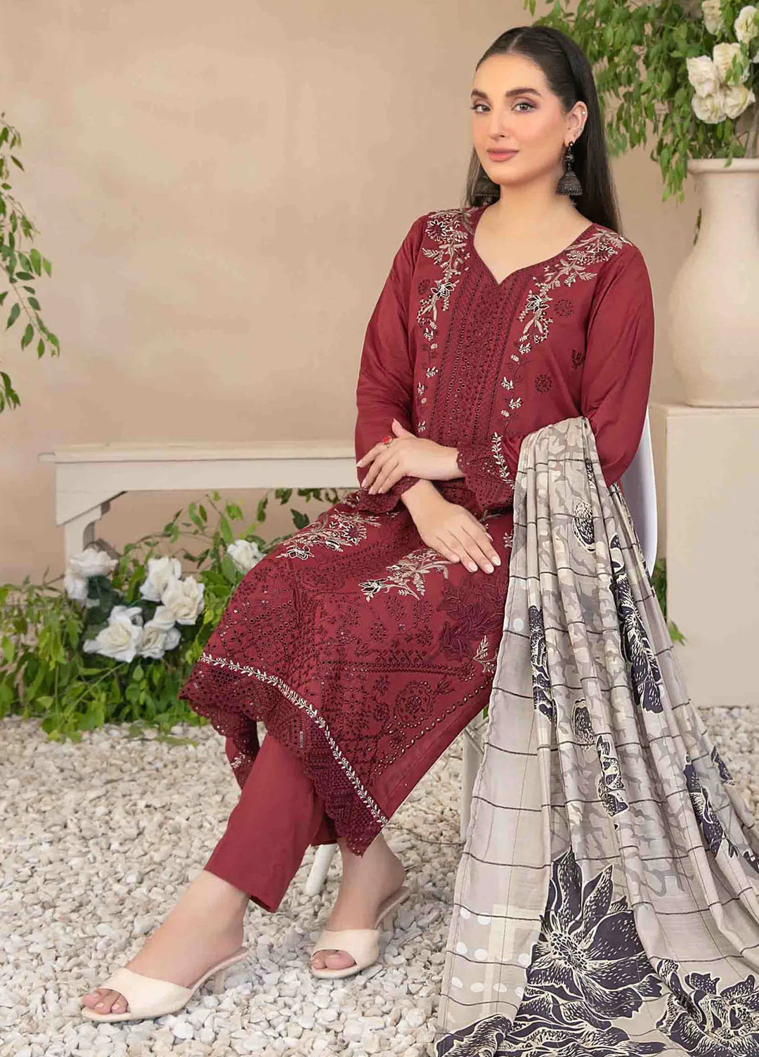 Dorsa by Tawakkal Fabrics Embroidered Slub Suit Unstitched 3 Piece TWF24D D-3718 - Winter Collection