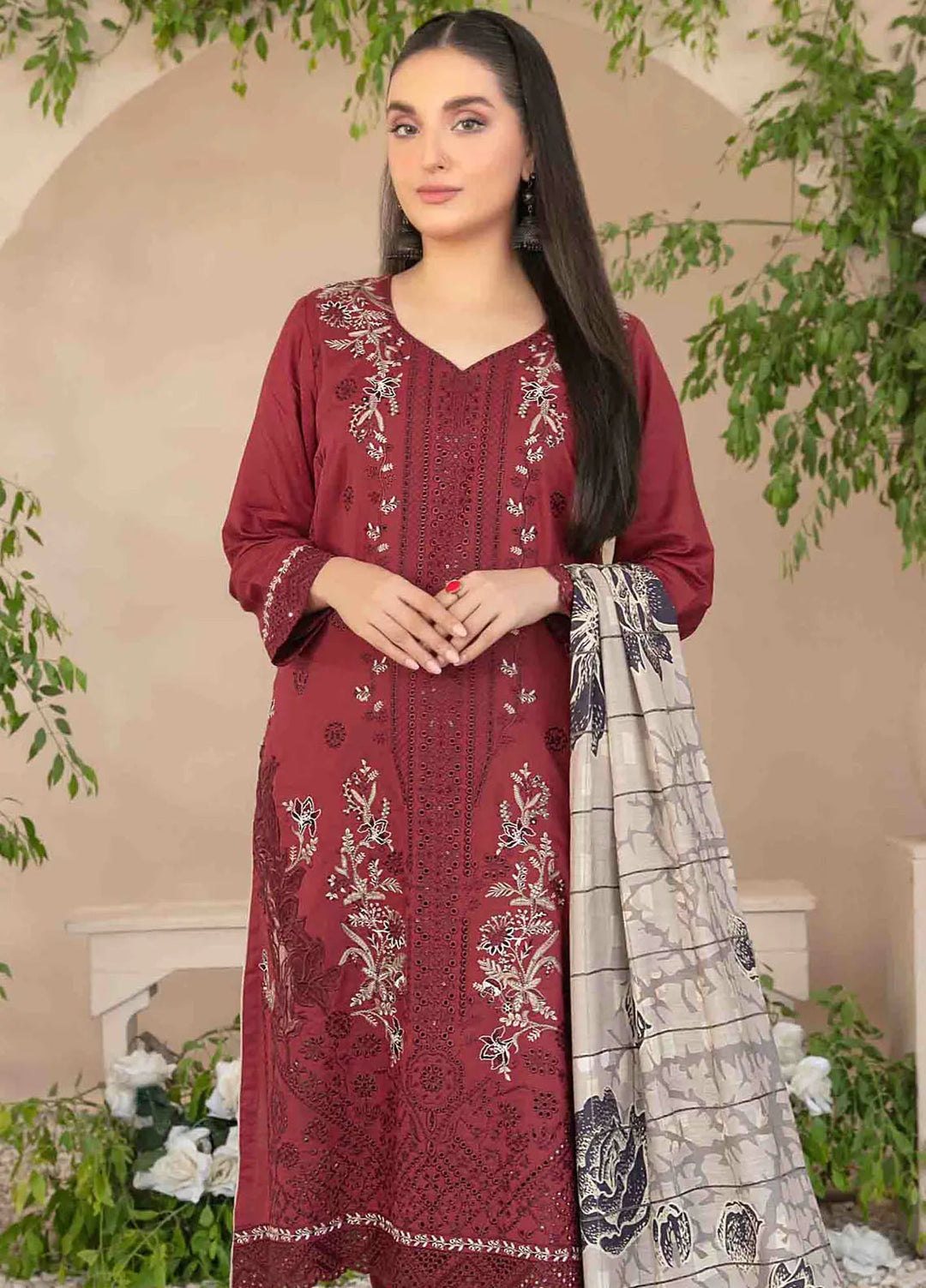 Minor Defect - Dorsa by Tawakkal Fabrics Embroidered Slub Suit Unstitched 3 Piece TWF24D D-3718 - Winter Collection