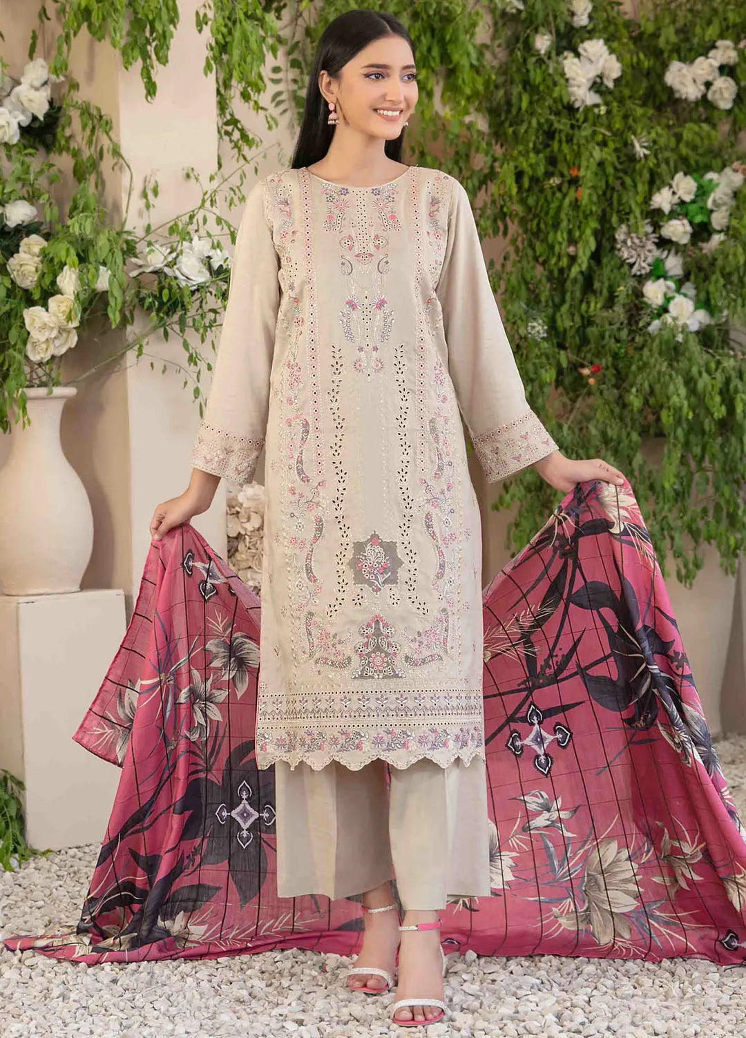 Dorsa by Tawakkal Fabrics Embroidered Slub Suit Unstitched 3 Piece TWF24D D-3722 - Winter Collection
