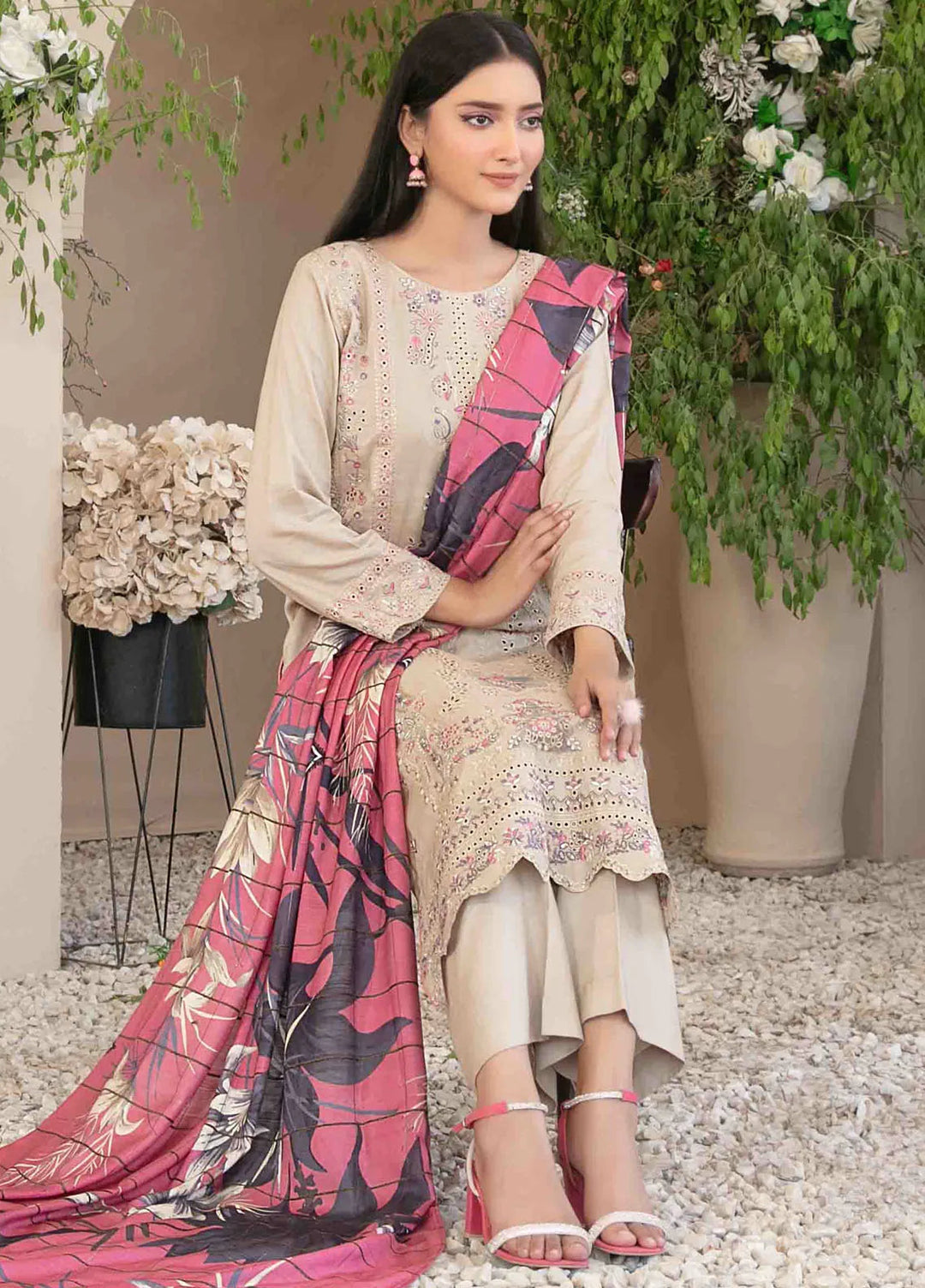 Dorsa by Tawakkal Fabrics Embroidered Slub Suit Unstitched 3 Piece TWF24D D-3722 - Winter Collection
