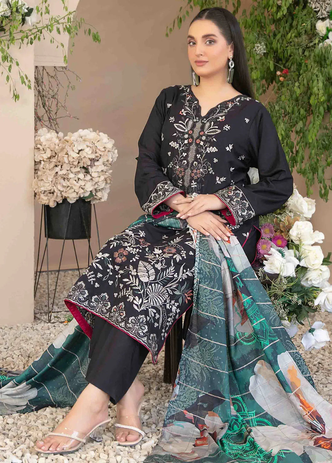 Dorsa by Tawakkal Fabrics Embroidered Slub Suit Unstitched 3 Piece TWF24D D-3724 - Winter Collection