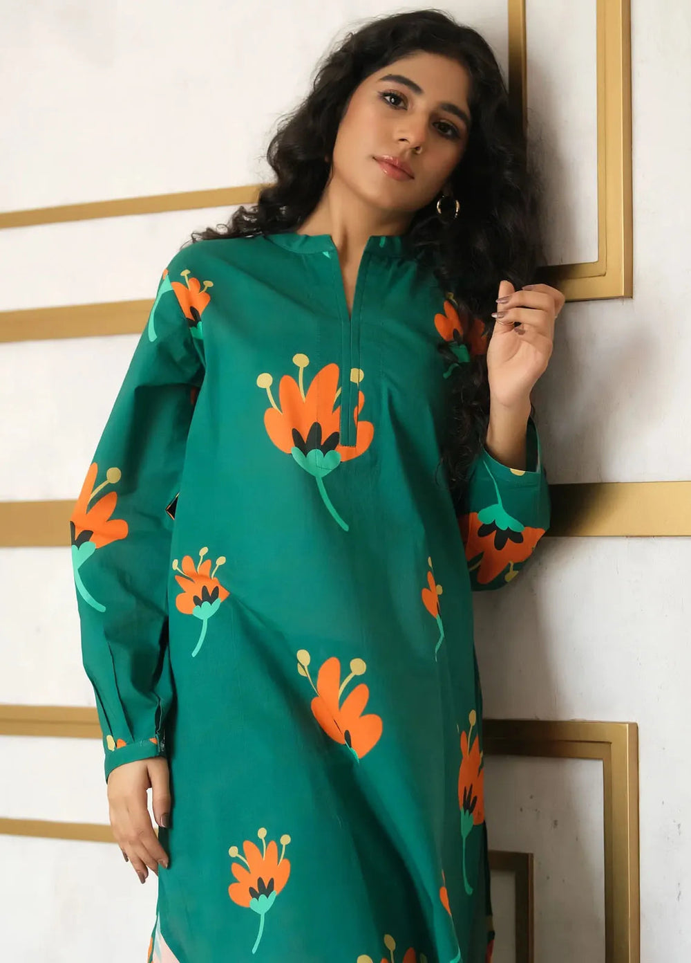 Dreamy Garden By Dhaga Pret Printed Dhaga 2 Piece Suit Pea Green