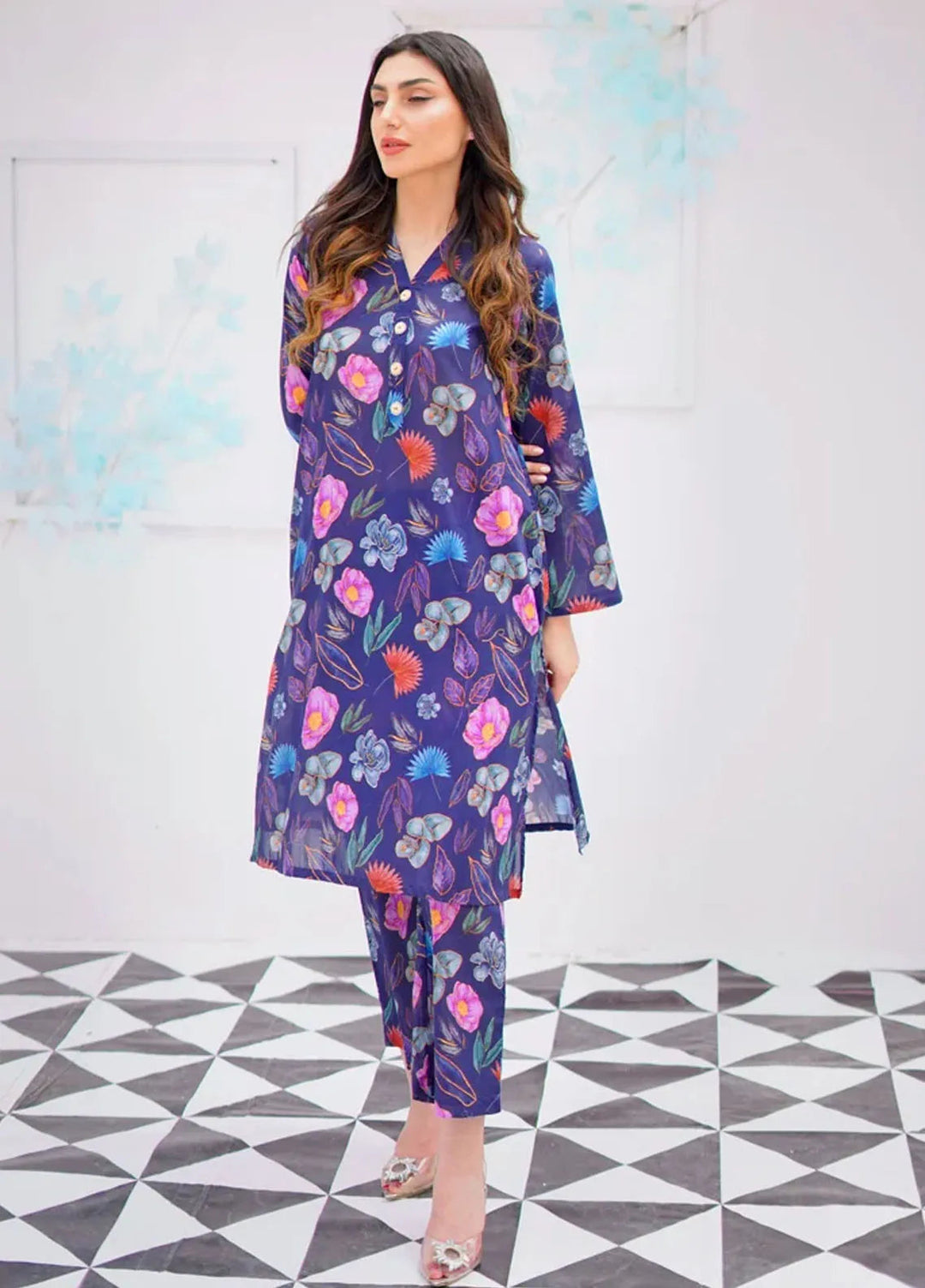 Dreamy Garden By Dhaga Pret Printed Dhaga 2 Piece Suit Peony