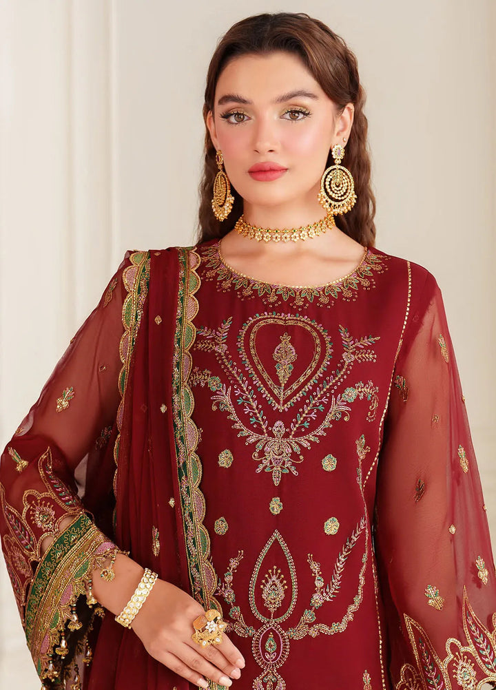Dua By Alizeh Embroidered Chiffon Suit Unstitched 3 Piece AFB24D D-01 Roop - Formal Collection