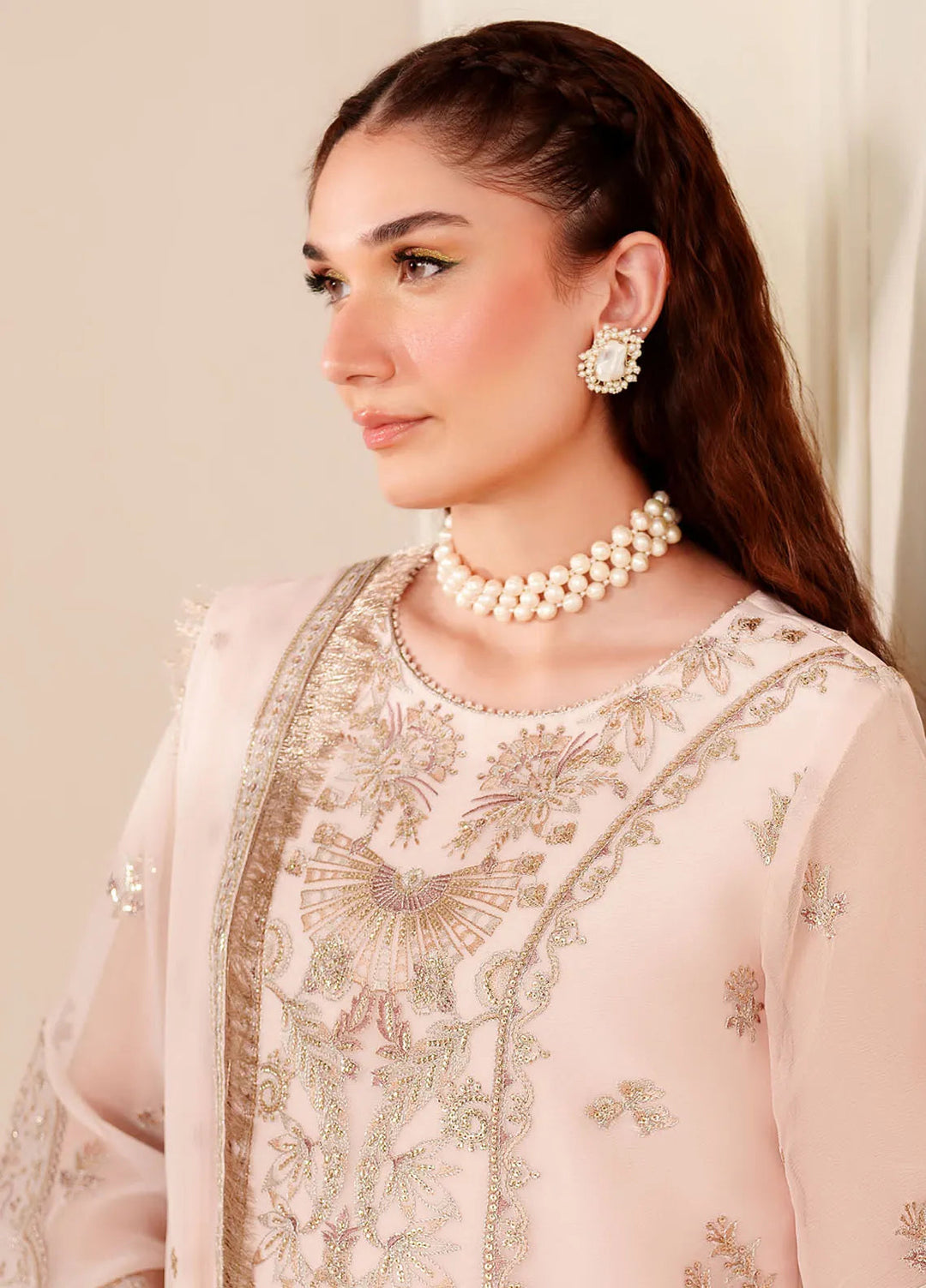 Dua By Alizeh Embroidered Chiffon Suit Unstitched 3 Piece AFB24D D-04 Diya - Formal Collection