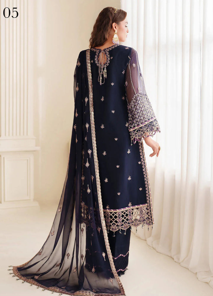 Dua By Alizeh Embroidered Chiffon Suit Unstitched 3 Piece AFB24D D-05 Falak - Formal Collection