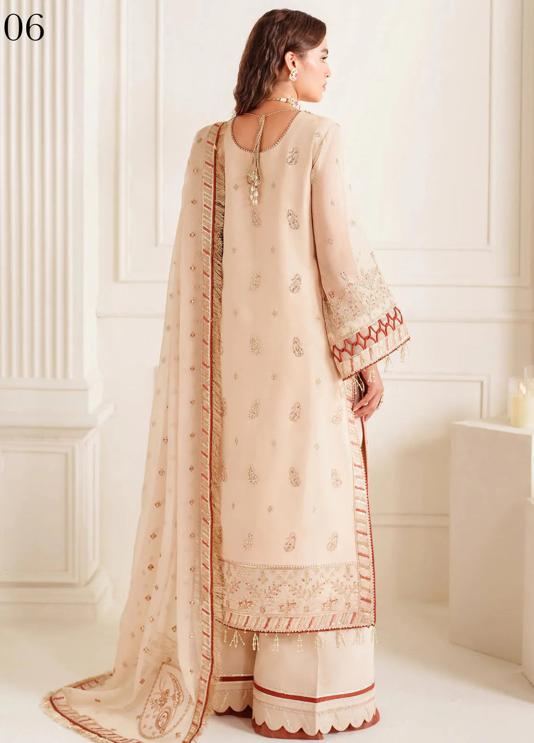 Dua By Alizeh Embroidered Chiffon Suit Unstitched 3 Piece AFB24D D-06 Emel - Formal Collection