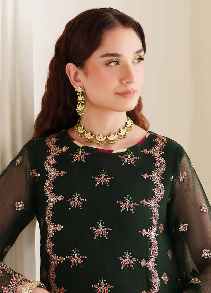 Dua By Alizeh Embroidered Chiffon Suit Unstitched 3 Piece AFB24D D-07 Hoor - Formal Collection