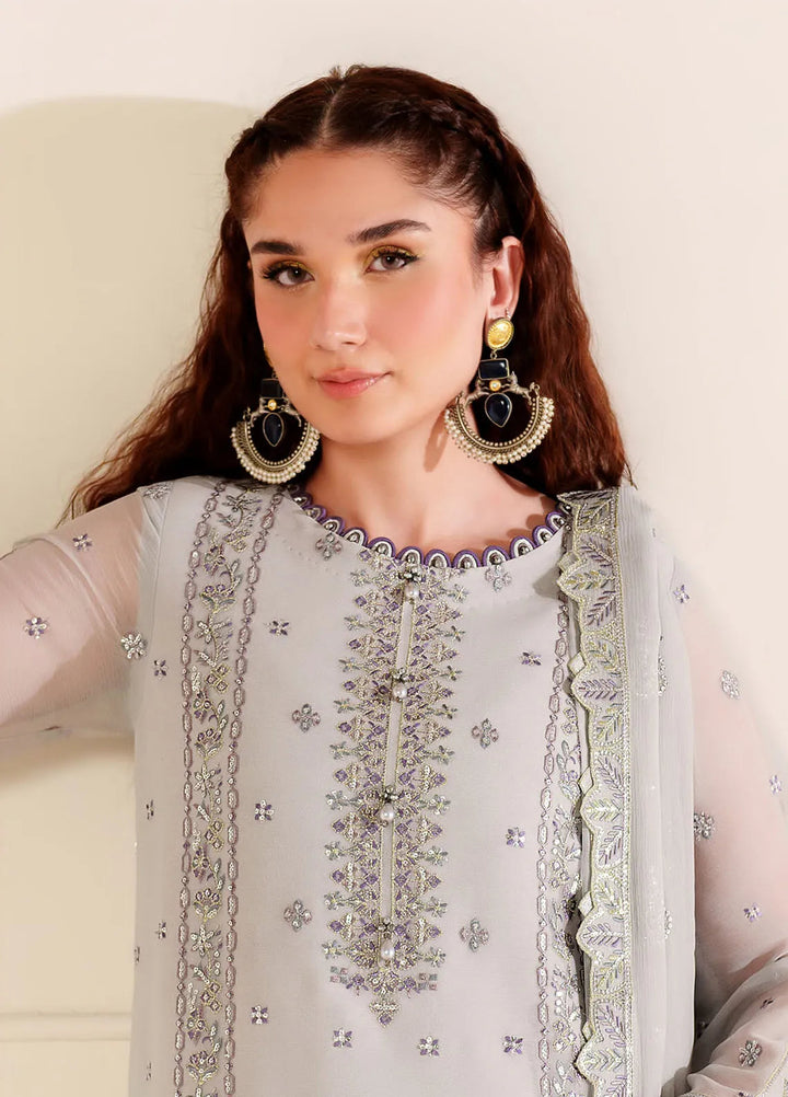 Dua By Alizeh Embroidered Chiffon Suit Unstitched 3 Piece AFB24D D-8 Payal - Formal Collection