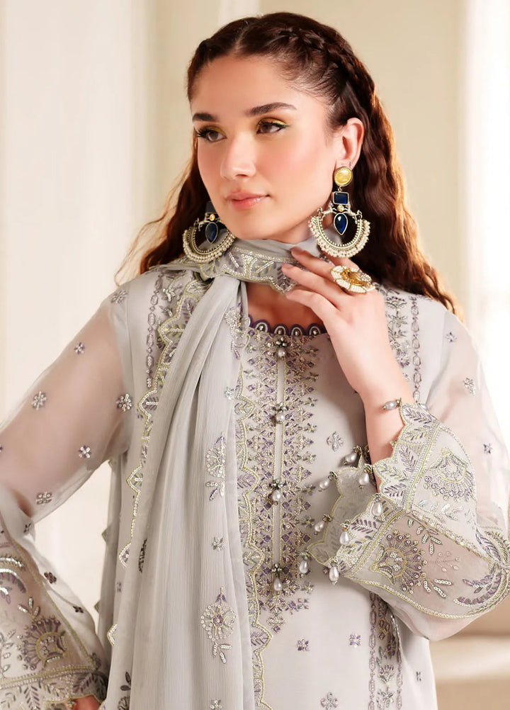 Dua By Alizeh Embroidered Chiffon Suit Unstitched 3 Piece AFB24D D-8 Payal - Formal Collection