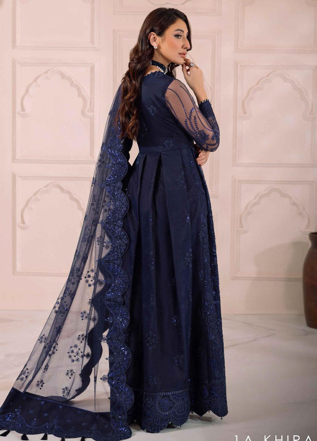 Dua By Alizeh Fashion Embroidered Net Suits Unstitched 3 Piece AFB23DU D-1A Khirad - Festive Collection