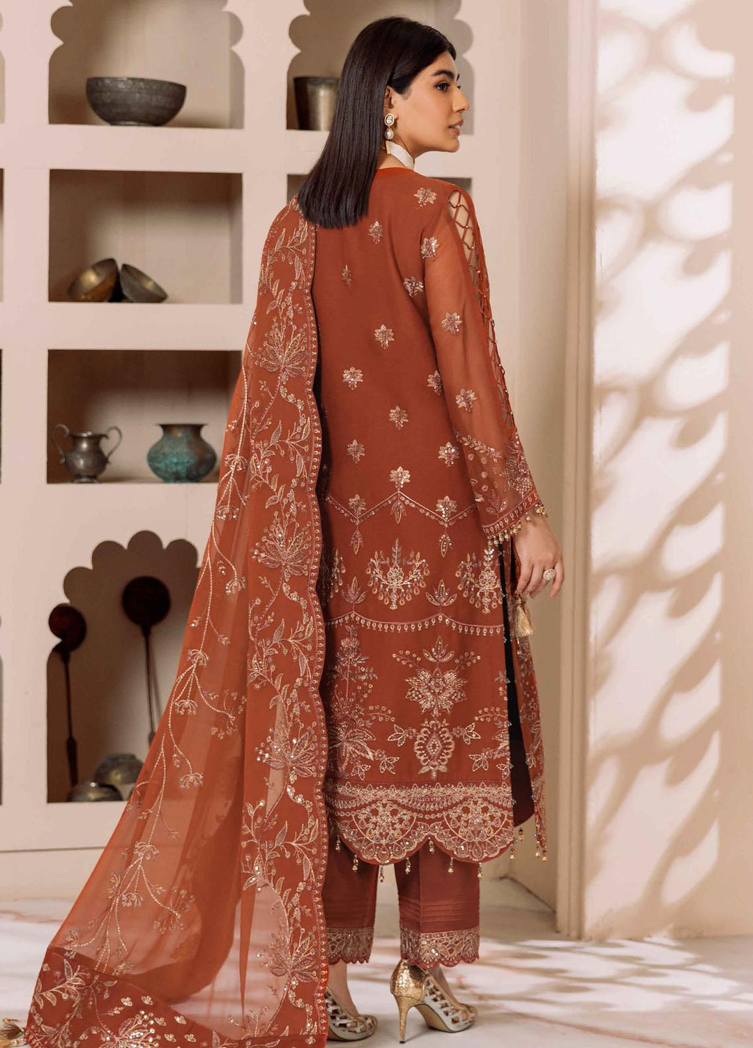 Dua By Alizeh Fashion Embroidered Chiffon Suits Unstitched 3 Piece AFB23DU D-2A Lyra - Festive Collection