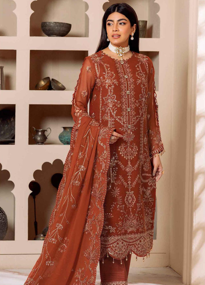 Dua By Alizeh Fashion Embroidered Chiffon Suits Unstitched 3 Piece AFB23DU D-2A Lyra - Festive Collection