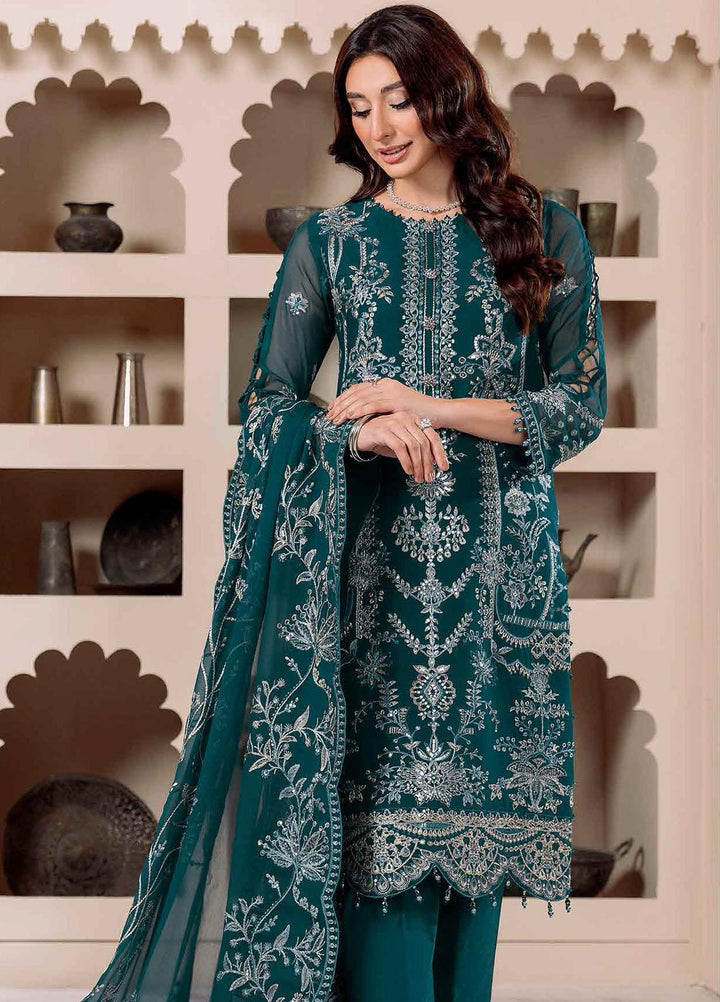 Dua By Alizeh Fashion Embroidered Chiffon Suits Unstitched 3 Piece AFB23DU D-2B Lyra - Festive Collection