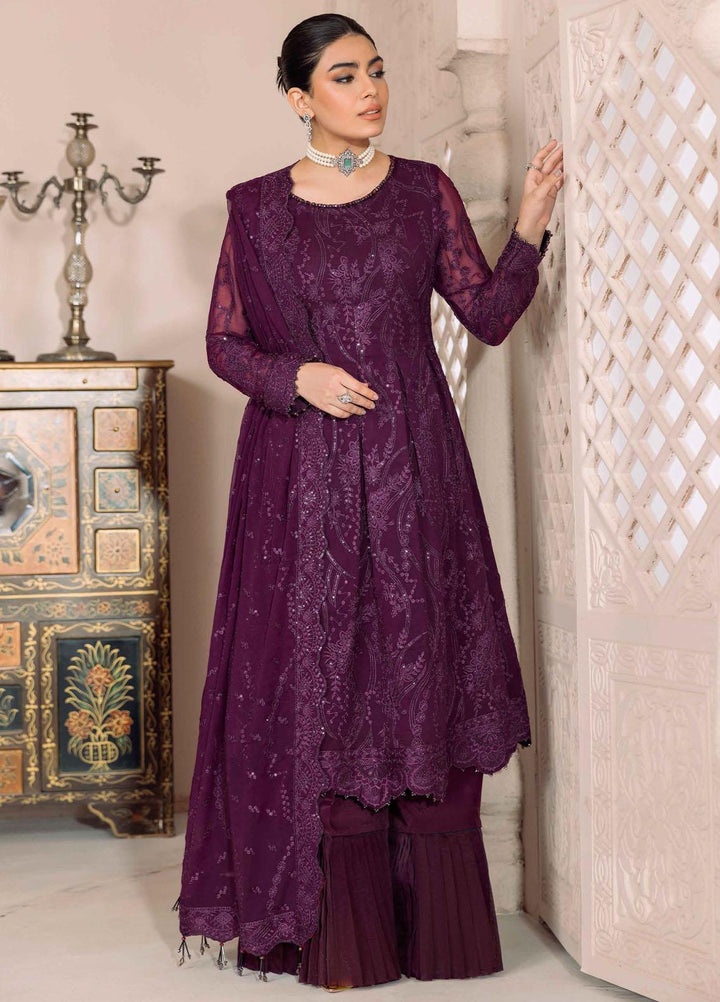 Dua By Alizeh Fashion Embroidered Chiffon Suits Unstitched 3 Piece AFB23DU D-3A Sylvi - Festive Collection