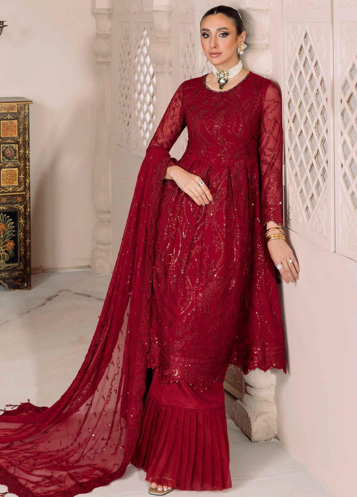 Dua By Alizeh Fashion Embroidered Chiffon Suits Unstitched 3 Piece AFB23DU D-3B Sylvi - Festive Collection