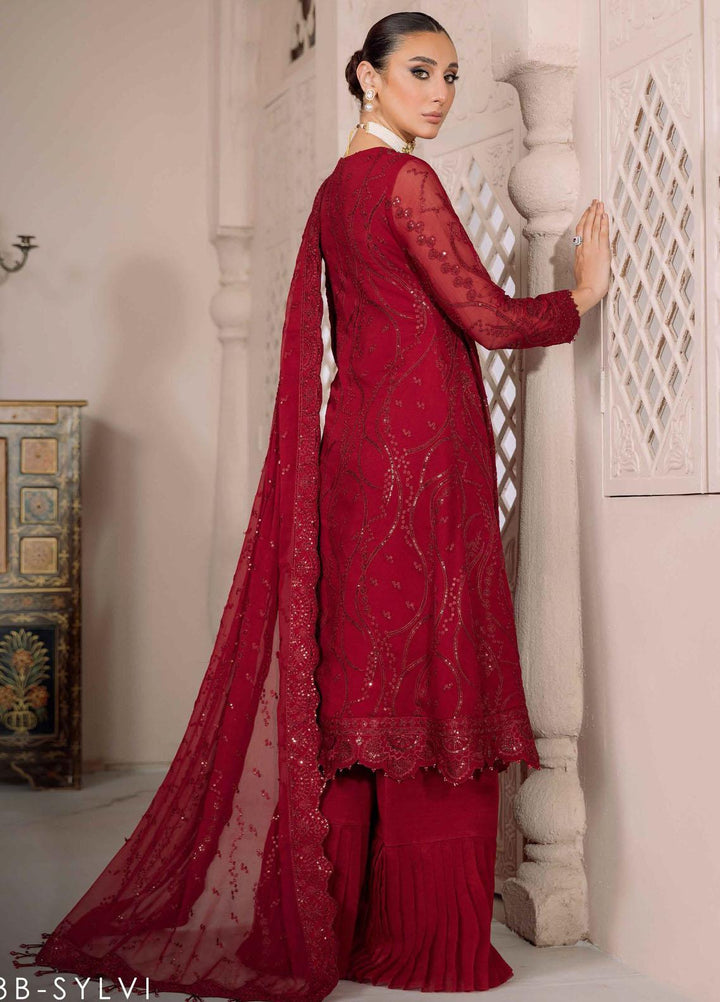 Dua By Alizeh Fashion Embroidered Chiffon Suits Unstitched 3 Piece AFB23DU D-3B Sylvi - Festive Collection