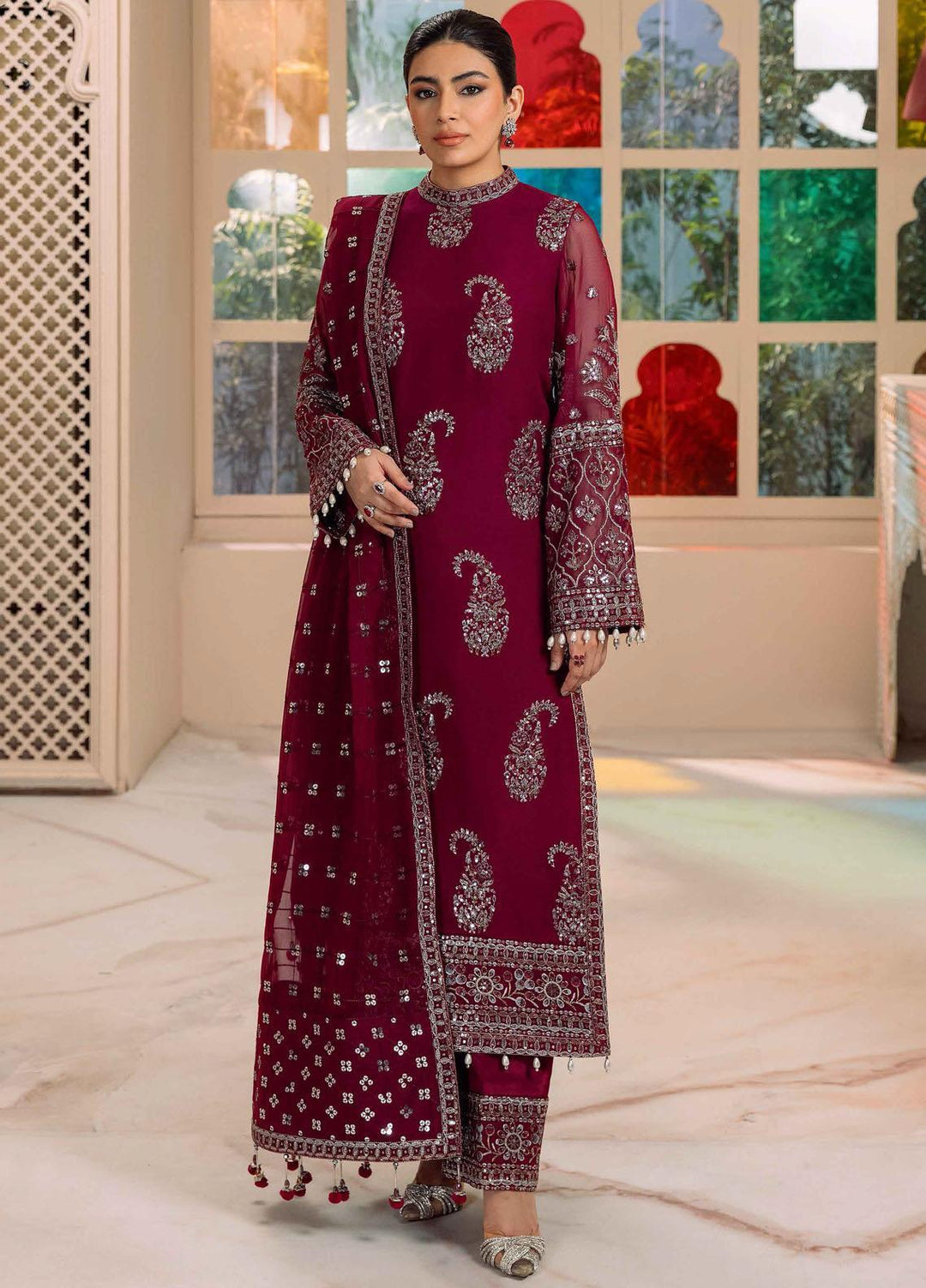 Dua By Alizeh Fashion Embroidered Chiffon Suits Unstitched 3 Piece AFB23DU D-6A Amaya - Festive Collection