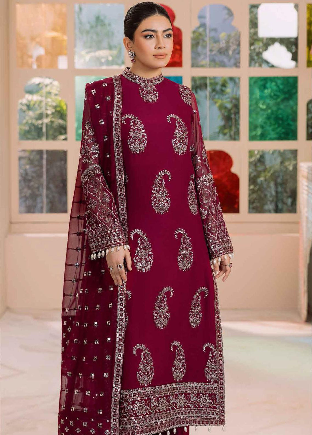 Dua By Alizeh Fashion Embroidered Chiffon Suits Unstitched 3 Piece AFB23DU D-6A Amaya - Festive Collection