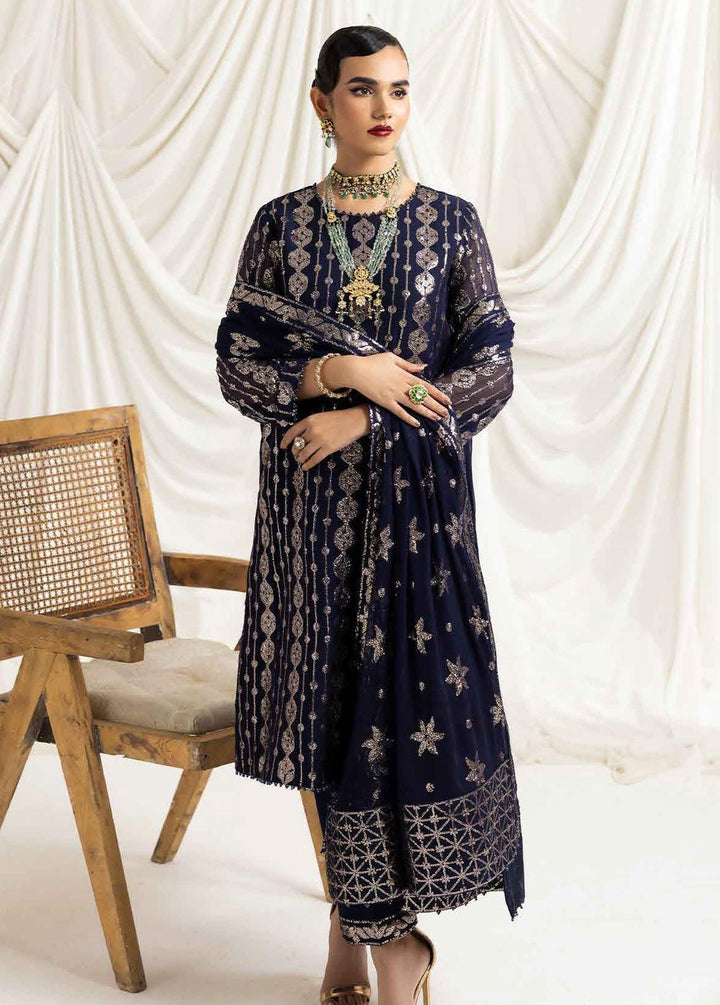 Dua By Alizeh Fashion Embroidered Chiffon Suits Unstitched 3 Piece AFB23-DU2 D-01A Aireen - Festive Collection